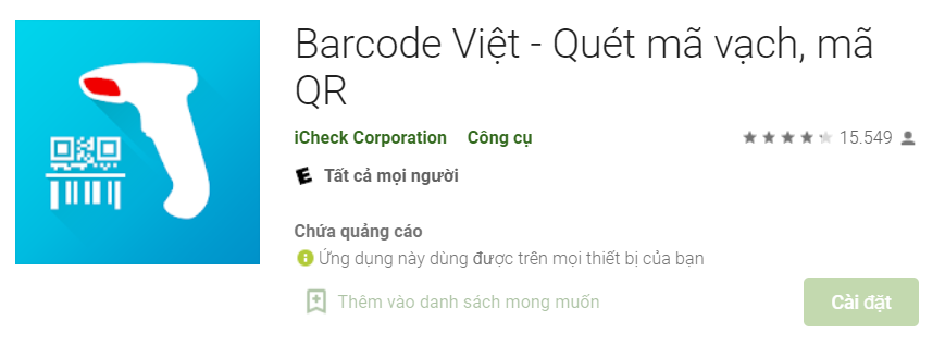 Phần mềm check mã vạch Barcode Việt